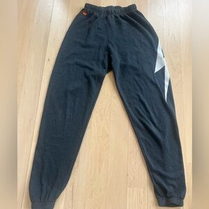 Charcoal Aviator Nation women’s sweatpants with White Lightning Bolt